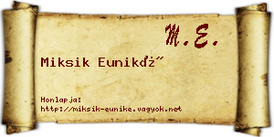 Miksik Euniké névjegykártya